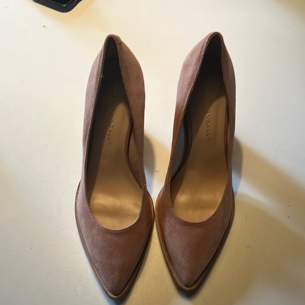 Loeffler Randall 4 inch block heels I pale pink suede